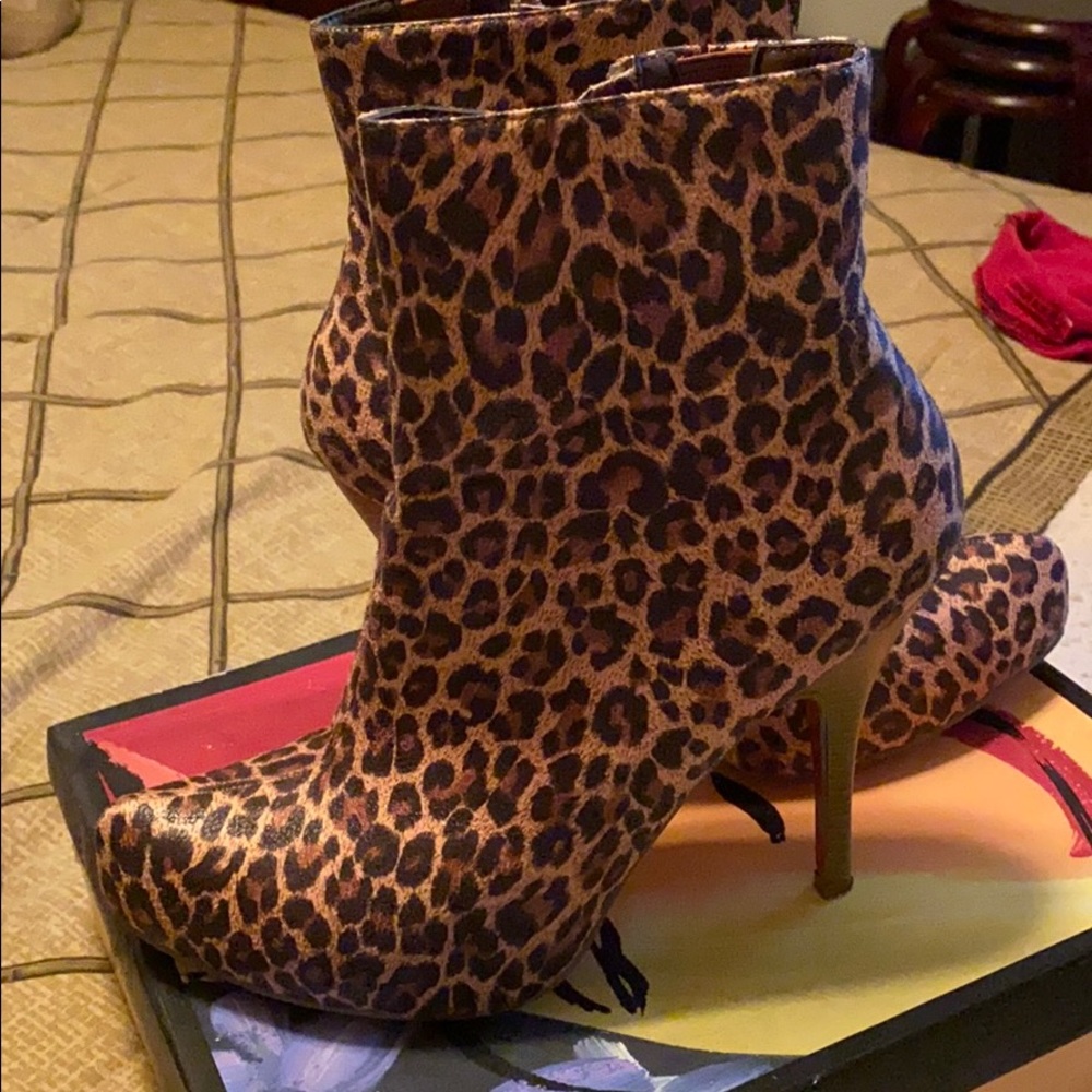 Leopard ankle boots